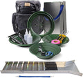 ASR Outdoor 24pc Deluxe 50" Aluminum Folding Gold Sluice Box Kit Gold Panning Tools and Backpack, Black