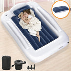 Inflatable Toddler Travel Bed - Portable Toddler Kids Travel Bed with Safety Sides Complete Kids Air Mattress Set with High-Speed Pump, Ideal for Vacation Camping and Sleepover (60 Inches)