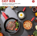 3 piece set, cookware set 6, 8, 10 Inches, for frying, saute, &more, easy use in the oven, stove, grill, or campfire, black, with silicone heat-resistant cover
