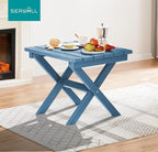 SERWALL Folding Outdoor Side Table Set of 2, Portable Adirondack Side Table, Navy