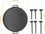 Onlyfire Cast Iron Griddle, Grill Cookware for Solo Stove Bonfire 19.5" Fire Pit and Yukon fire Pit, Portable Round Iron Pan with 3 Removable Legs for Outdoor BBQ Cooking & Camping