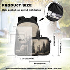 Wolf Backpack for Men Lightweight Bookbag with Lunch Box Large Capacity Daypack with Detachable Lunch Bag for Travel Outdoor Casual Daypack