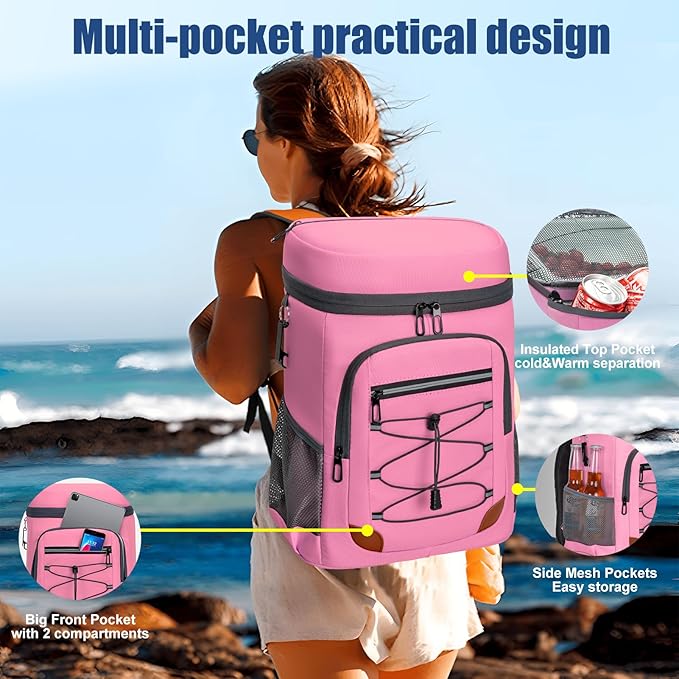 Backpack Cooler Insulated Leak Proof for Men Wowen 36 Cans Soft Cooler Backpack Insulated Waterproof Large Capacity Coolers Bag Portable for Lunch Camping Travel Picnic Hiking
