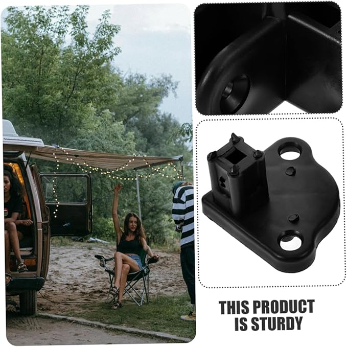 HEALLILY Rv Awning Bottom Bracket Tent Support Accessories 2.67X2.67X1.57In Waterproof Outdoor Awning Clamp Base Compatible with Most Awnings for Camping and Travel
