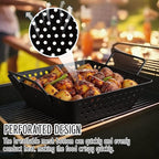 3 Pack Grill Topper Pans for Outdoor Grill, Stainless Steel Vegetables BBQ Grilling Basket with Holes Handles, Nonstick Barbecue Pan Grilling Gifts for Camping Picnic Cooking Seafood Meat