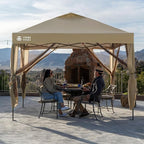 CROWN SHADES Gazebo 10x10 Pop Up Canopy with Mosquito Netting, Screen Tent with 4 Ropes, 8 Stakes, 4 Sandbags and Wheeled Storage Bag, Canopy for Patio & Backyard Parties,Camping&Events -(Beige)
