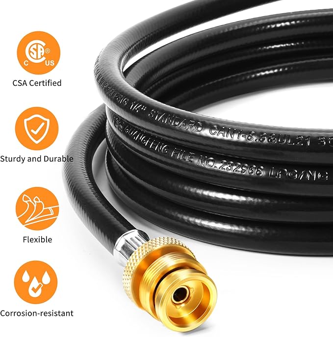 GasSaf 10FT Propane Hose, Propane Adapter Hose 1lb to 20lb Connection, Propane Tank Hose Suitable for Weber Q Grills, Blackstone Griddles, Coleman Stoves, Mr Heater Buddy & More