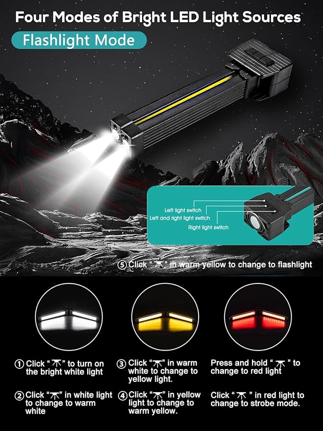 Gym Lamp, Portable Gym Lighting for Posing, Magnetic Work Light Rechargeable, Gift for Men/Women, 180° Rotate Foldable with Hang Hook Camping Lamp, USB Power Bank LED Handheld Flashlight-Black