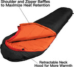 Bessport Mummy Sleeping Bag | 15-45 ℉ Extreme 3-4 Season Sleeping Bag for Adults Cold Weather– Warm and Washable, for Hiking Traveling & Outdoor Activities