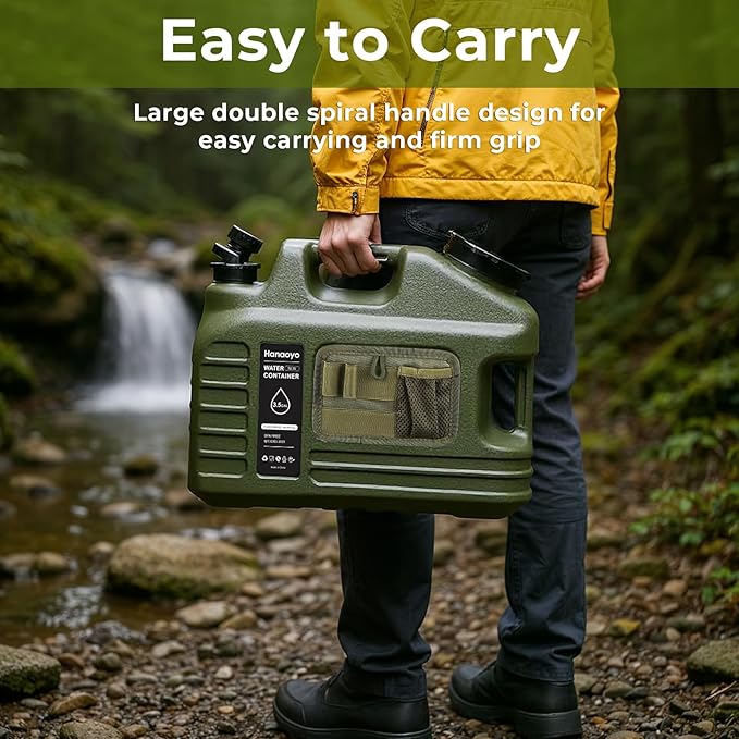 3.5 Gallon Camping Water Jug with Spigot, Water Container BPA Free Water Storage with Tool Bag, Portable Water Tank Emergency Water Storage for Hiking, Camping, Picnic, Home Use