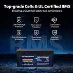 GOLDENMATE 12V 400Ah LiFePO4 Lithium Battery, 5000+ Deep Cycles with 10-Year Lifespan, 5120Wh Power, Built-in BMS, Ideal for RV, Solar System, Marine, Trolling Motor, Golf Cart, Off-Grid Applications