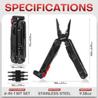 WETOLS Multitool with Pocket Knife, 27-in-1 Stainless Steel Needle Nose Pliers with Screwdrivers, Self-locking Multi tool EDC Gear with Sheath, Ideal for Survival, Outdoor, Camping