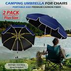 2PACK 48.8 inch Large Beach Umbrella with Clamp Sun Shade for Beach Chair,360°Adjustable UV Protection Golf Umbrella with Clip for Outdoor Stroller Wheelchair Camping Chair