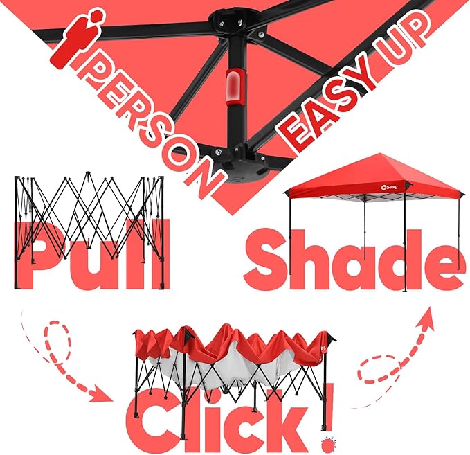 Sekey 10x10 Instant Pop Up Canopy – One Push Setup Easy Up Gazebo; 99% UV Blocking Sun Shade; Waterproof & Wind Proof with Weight Bags; for Commercial Outdoor Events, Camping, Beach, Parties