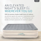 RestElevated Luxury Pillow Top Queen Size Air Mattress with Built in Pump | 20" Raised Height with Coil Beam Support | Adjustable Blow Up Air Bed | for Home, Guests and Camping [Cream with Grey Top]