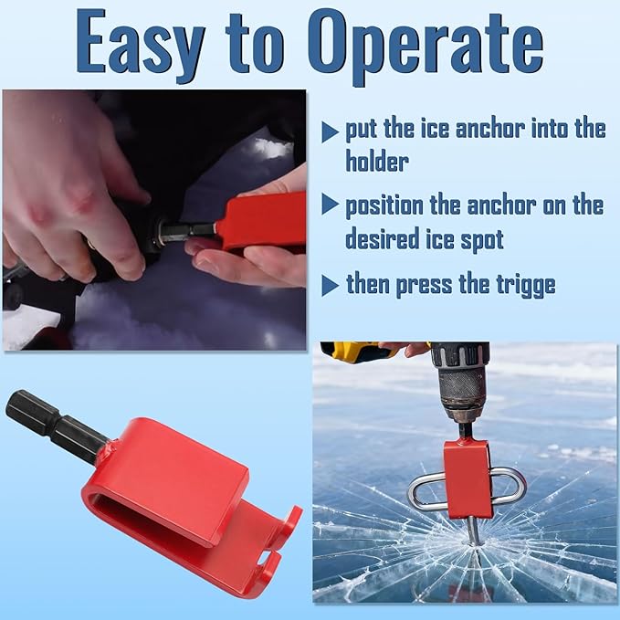 43416 Red Anchor Install Adapter Compatible with Eskimo and All Ice Anchor Drills, Ice Anchor Installation Tool Accessories for Ice Fishing Shelters Tent