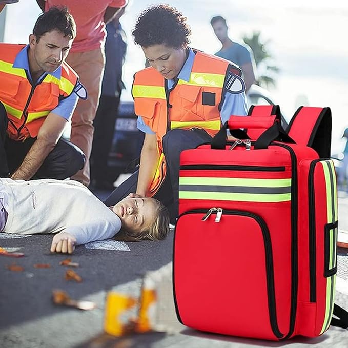 Empty First Aid Bag Emergency Responder Trauma Bag First Aid Kit Bag Large Medical Backpack for Travel Camping Cycling Outdoor Survival First Aid(Blue)