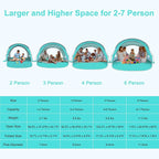 Gorich Beach Tent Sun Shelter with UPF50+ UV Protection for 1-2/3/4-5/6-7 Person, Lightweight & Portable Beach Shade Canopy with 2 Zippered Doors, Easy Setup Family Beach Umbrella