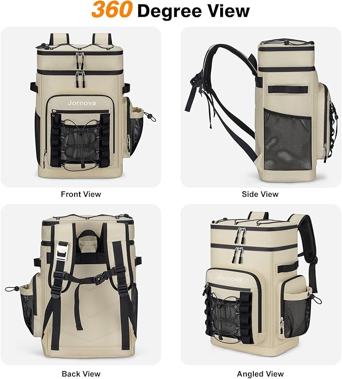 Insulated Cooler Backpack, 40L Leakproof Backpack with Double Compartments for Men & Women, Large Lunch Cooler for Camping, Beach, Travel, Picnic, Up to 48 Cans