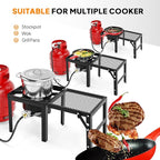 Bonnlo Single Burner Propane Stove with Foldable Side Shelf, 75000BTU Portable Propane Burner with Adjustment Regulator, Gas Stove for Outdoor Camping Patio Cooking Turkey Frying Seafood Boiling