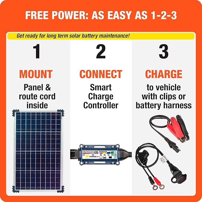 Optimate Solar Duo 40W, TM522-D4, 6-Step 12V / 12.8V 3.3A Weatherproof Solar Battery Saving Charger & maintainer
