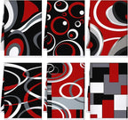 Boyiee Set of 6 Red Black Grey White Kitchen Towels Modern Geometric Dish Hand Towels 24 x 16 Inches Gifts Decorative Tea Cloth Gifts for Farmhouse Kitchen Bathroom Decorations