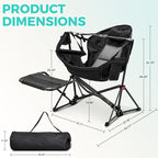 Ainfox Hammock Camping Chair with Footrest, Foldable Portable Rocking Chairs for Adults Outside Swinging Camp with Cup Holder Pillow for Outdoor Patio Poolside (Black)
