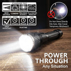 Rechargeable Flashlight 10,000 High Lumens, 70W XHP360 LED Super Bright Tactical Zoomable Flashlights with USB Output, Large Capacity Powered Waterproof Flash Light for Emergencies, Camping, Hunting
