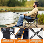 EMERIT Oversized Padded Camping Chair, 350LB Heavy Duty Quad Fold Chair with Arms, Collapsible Outdoor Chairs with Lumbar Back & Cup Holder
