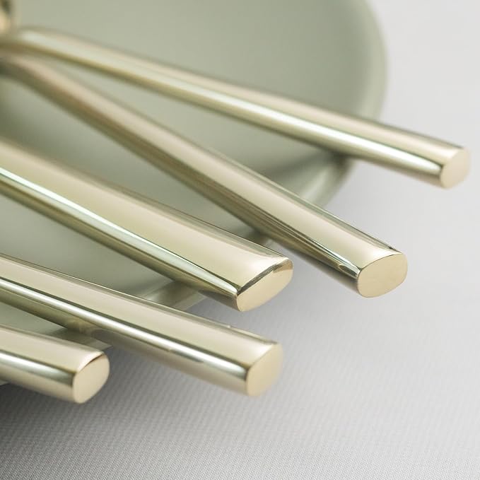 Alata Potter Champagne Gold 20-Piece Forged Silverware Set, Service for 4, Stainless Steel Flatware Set, Modern Design with Mirror Finish, Ideal for Home, Kitchen, Party, Camping