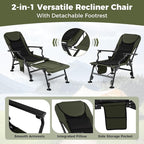 Goplus Oversized Foldable Fishing Chair for Adults, 2 Pack Heavy Duty All-Terrain Camping Chair with Detachable Footrest, Padded High-Back, Adjustable Feet, Portable Recliner for Outdoor Patio Beach