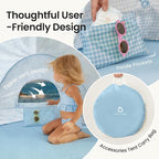 Tiny Land Baby Beach Tent – Pop Up Baby Tent with UV Protection, Portable Baby Beach Essentials, 35.4"x27.6"x31.5" Sun Shelter for Infants, Baby Summer Outdoor Use (Light Blue Gingham)