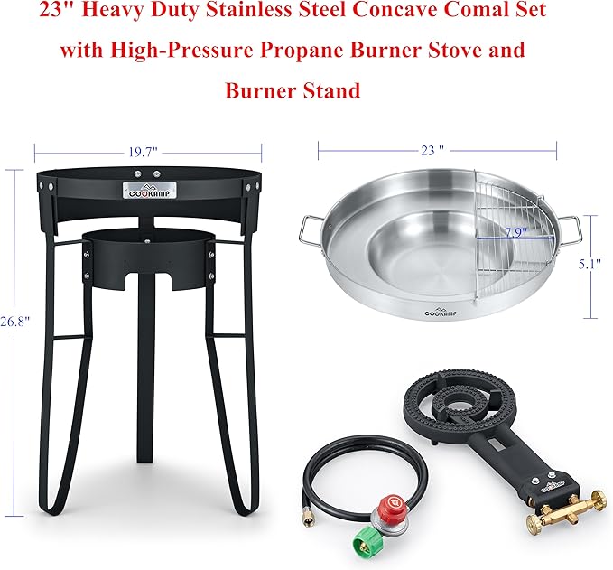Propane Burner for Outdoor Cooking (Concave Comal Set)
