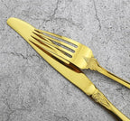 Silverware Flatware Cutlery Set， 4/16/24/32/40/48-piece Palace Tableware Set Retro Embossed Tableware Creative Golden Tableware Knife， Fork and Spoon Set，Rose Gold-10Set-40Pcs