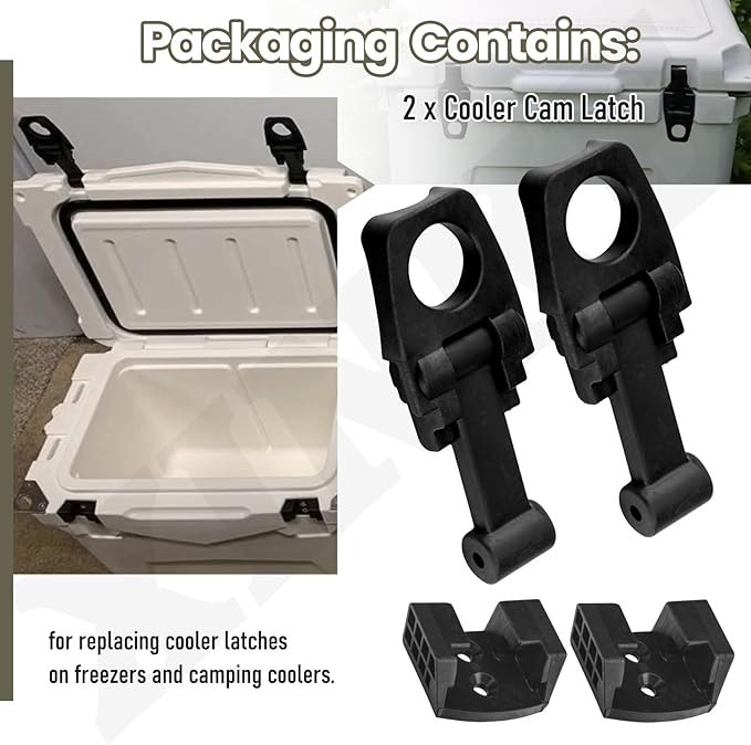 Cooler Cam Latch Compatible with Fatboy, Bird Dog, OVO, Seavilis, Xspec Coolers, Replacement Roto-Molded Cooler Cam Latch Assembly, Tree-line Cooler Latches Replacement (2)