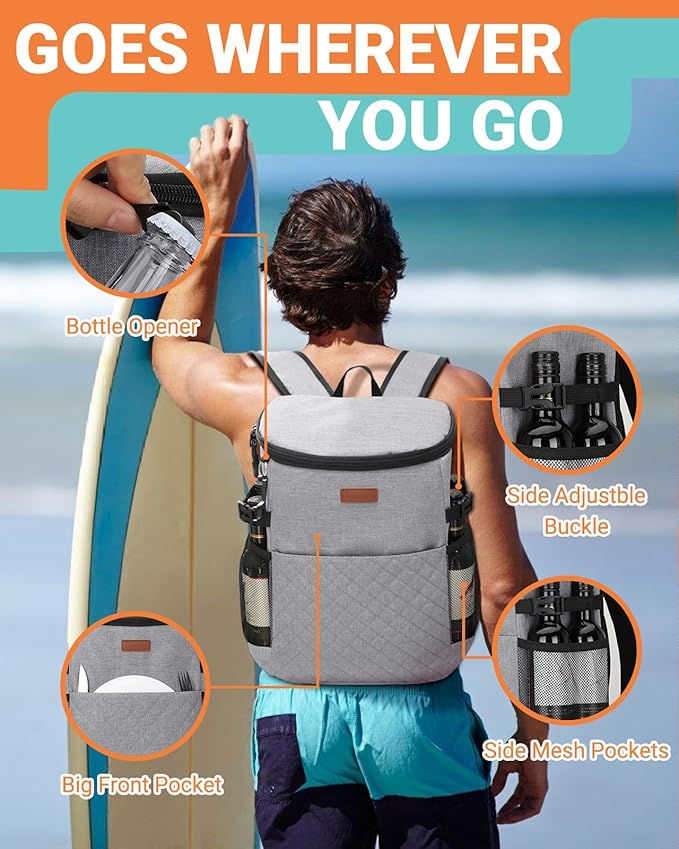 Soft Cooler Backpack 30 Cans/45 Cans, Backpack Coolers Insulated Leak Proof Thermal Lunch Backpack for Men Work Small Cooler Bag Beach Travel Picnic Drink Beverage Beer