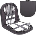 Camping Cutlery Set,Camping Silverware Kit Cutlery Organizer Utensil Picnic Mess Set,Travel Camping Portable Fork Spoons Plate Cutlery Set for Hiking, Picnic and Backpacking, Perfect for 1-2 Person (
