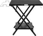 Folding Grill Table, Pizza Oven Table & Portable Table with Bottom Shelf, Tool Hooks, Trash Bag Holder & Paper Towel Rack, Grill Stand for Pizza Oven & Tabletop Griddle, BBQ & Tailgating, Black