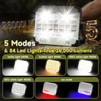 300W LED Solar Work Light Rechargeable, Sinear 26000LM Magnetic Portable Light, 26000mAh with 5 Modes, IP66 Waterproof for Outdoor Camping, Car Repair, Building, Workshop, Garage, Emergency