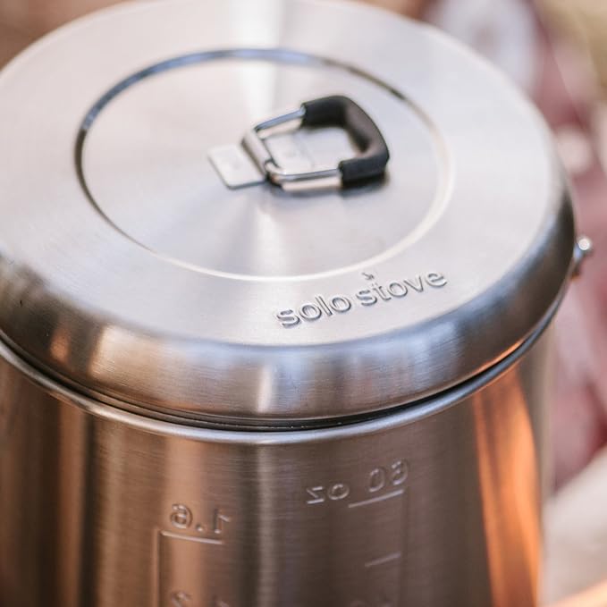 Solo Stove Pot 1800 Stainless Steel Companion Pot Great Cookware for Backpacking Camping Survival Backpacking Kitchen and Cooking Simple Equipment Set & Accessories for Hiking Campfires and Adventure