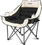 Oversized Camping Chair for Adults – Heavy Duty Folding Chair with Cup Holders, Storage Pocket & Carry Bag – Outdoor Padded Camp Chair for Camping, Backyard, Fishing & Sports – Supports 400lbs