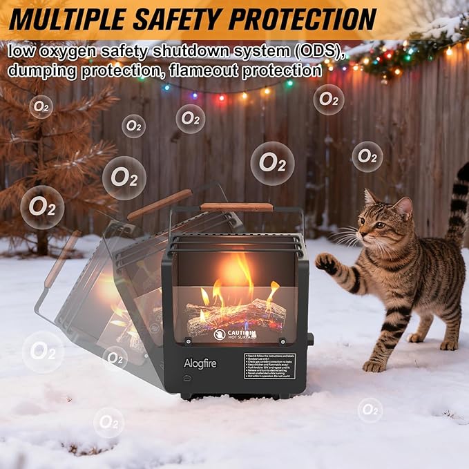 3-in-1 Portable Gas Fire Pit, 5200 BTU Butane Gas Heater and Stove, Real Flame Tabletop Fire Bowl with Safety Protection for Outdoor, Camping, Fishing