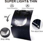 100W Flexible Solar Panel Kit for RV Boat, 12V Monocrystalline Ultra-Flexible Bendable Mono Off-Grid Charger with 30A Charge Controlle for 12-24V Battery Charging Car Battery Camper RV Yacht Boat