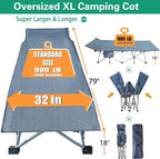 2 Pack XXL 32 Inches Camping Cot with Mattress Extra Large Width Oversize Folding Cot Heavy Duty Comfortable Cots for Sleeping Guest Bed with Carry Bag Easy to Set-up for Home Indoor Outdoor