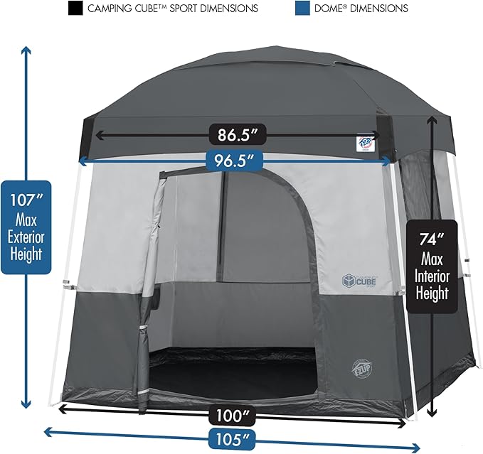 E-Z UP Camping Cube Sport, Converts 10' Angled Leg Canopy into Camping Tent