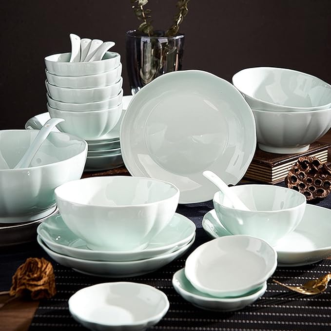 Bone China Dinner Sets Nordic Creative Phnom Penh Combination Ceramic Tableware Suit Suitable for Gifts Wedding Hotel 56 Piece