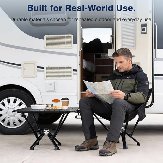 Utility-Grade Folding Chair — Stable One-Piece Structure, Authorized Folding Structure Patent, Balanced Aluminum Support, Compact & Portable Chair for Camping, Fishing & Everyday Outdoor Use