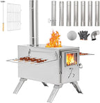 H&ZT Hot Tent Stove, Portable Wood Burning Stove with 7 Chimney Pipes, Ideal for Camping, Cooking & Winter Heating