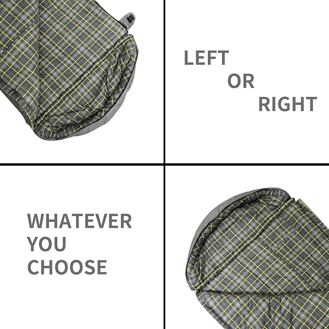 Mountainlodge 100% Cotton Shell and Lining Sleeping Bag for Adult Cold Weather with Compression Bag&Carry Bag for Camping,Travel and Car Camping