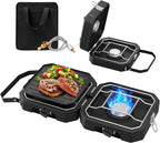 Camping Stove Portable Propane Camp Stove with Independently Adjustable Heat & Carry Bag, Foldable Gas Stove with 2 Burners for Outdoor Cooking,Tailgating & Backyard Gathering,BBQ (Black)